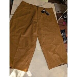MAXINI Men's Genuine Leather Pants 48 Waist Caramel Brown Wide Leg NWT Vintage